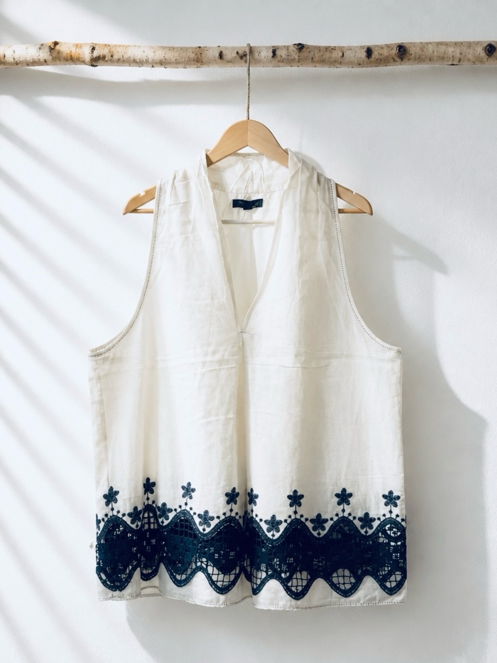 Embroidered Lace Hem Blouse